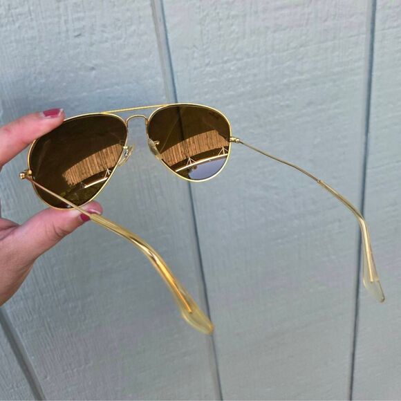 Vintage 80s Ray-Ban B&L Aviator Sunglasses – Gold Frame B-15 Brown Lenses 58-14 - Picture 4 of 9